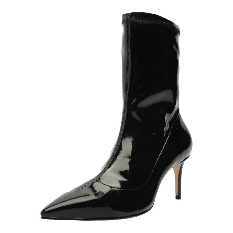 Schutz Luh Mid Black Elastic Pull On Pointed Toe Stiletto Mid Heel Ankle Boots (Black, 5) | Walmart (US)