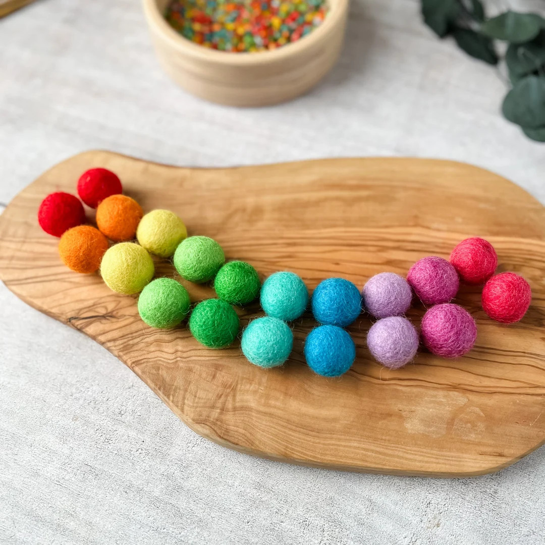 Rainbow Felt Balls - Etsy | Etsy (US)