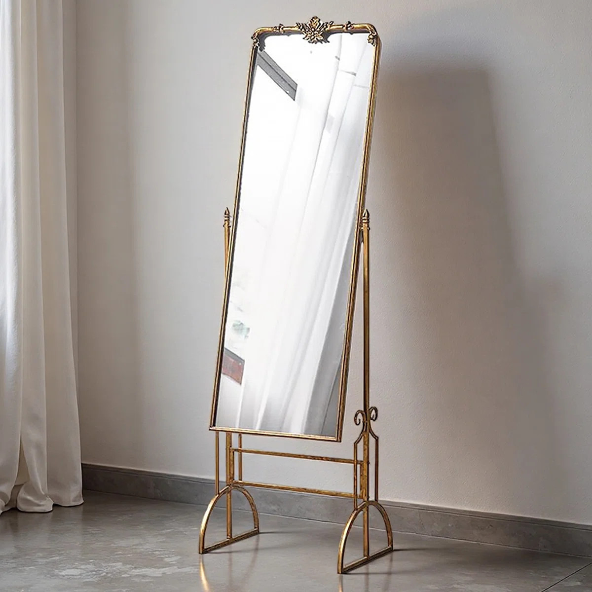 American-Style Vintage Ironwork Engraved Full-Length Mirror | Wayfair North America