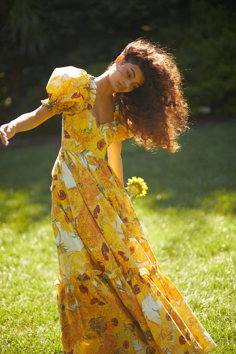 Sunflowers Cotton Ritz Gown | Selkie Collection