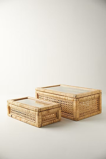 Rattan Box with Glass Lid | Anthropologie (US)