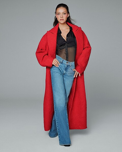 Boucle Single Button Maxi Coat | Express