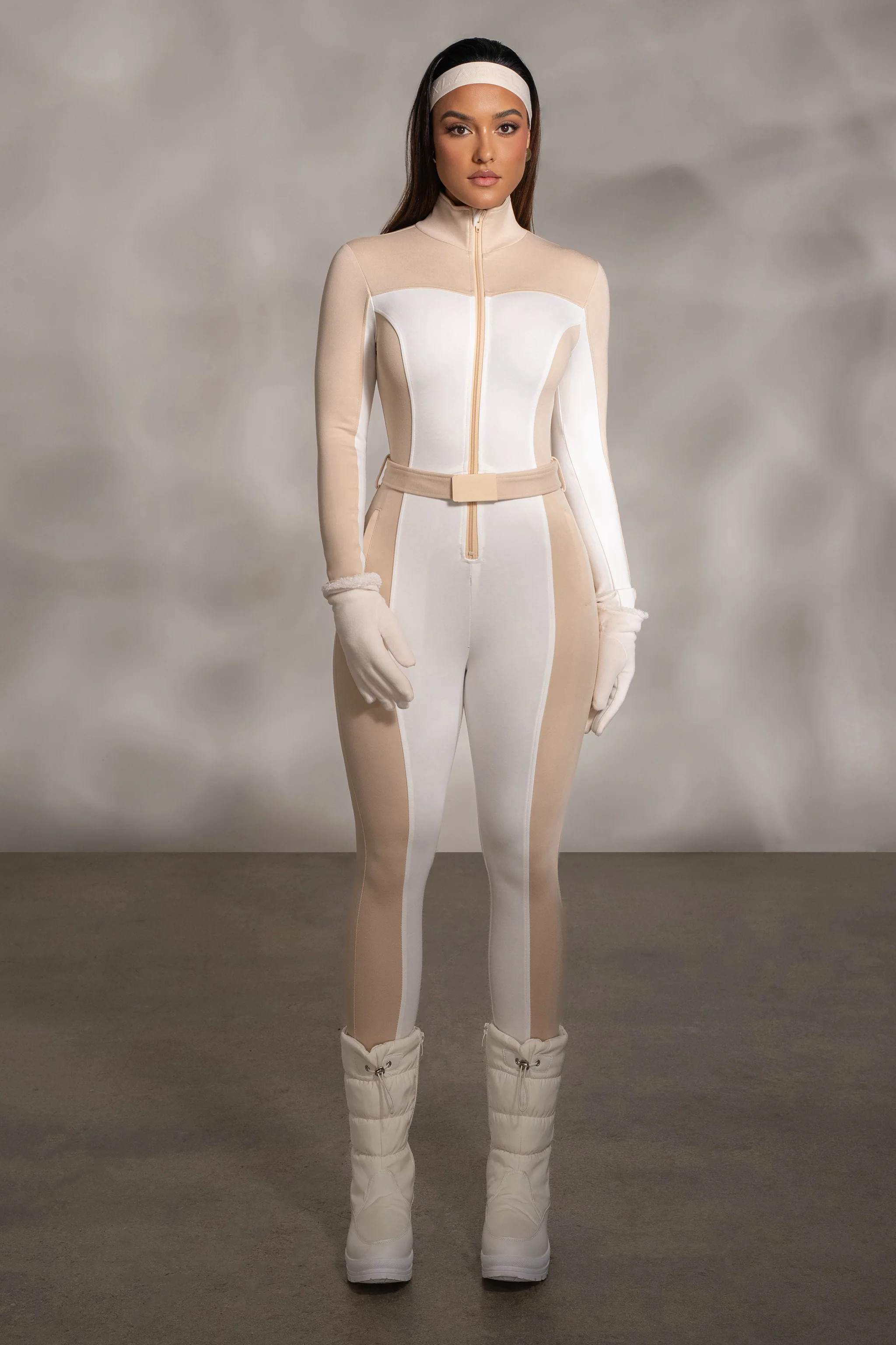Beige Arctic Rush Ski Suit | JLUXLABEL