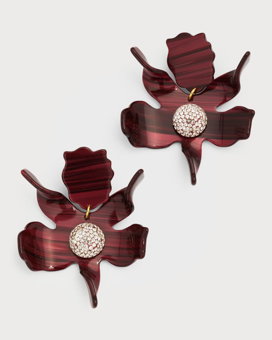 Lele Sadoughi Crystal Lily Earrings, Cherry Red | Neiman Marcus