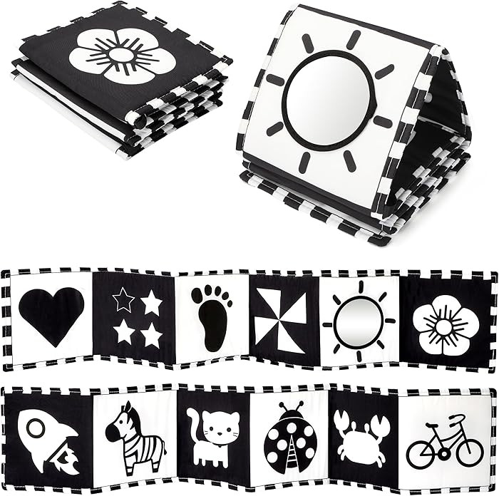 URMYWO Black and White Tummy Time High Contrast Newborn Toys 0-3 Months, Soft Baby Book, Visual S... | Amazon (US)