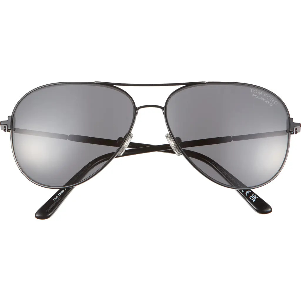 TOM FORD Clark 59mm Pilot Sunglasses in Shiny Black/Polar Smoke at Nordstrom | Nordstrom