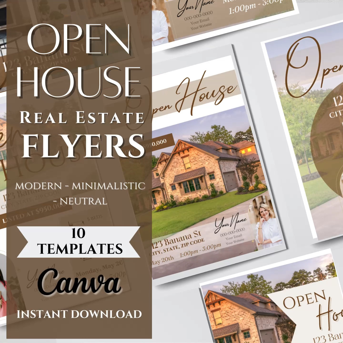10 Open House Flyers | Real Estate Open House Flyers | Realtor Marketing | Canva Templates