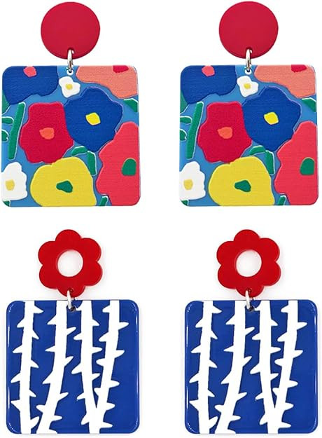 Acrylic Earrings For Women Girls Statement Geometric Earrings Resin Acetate Drop Dangle Earrings ... | Amazon (US)