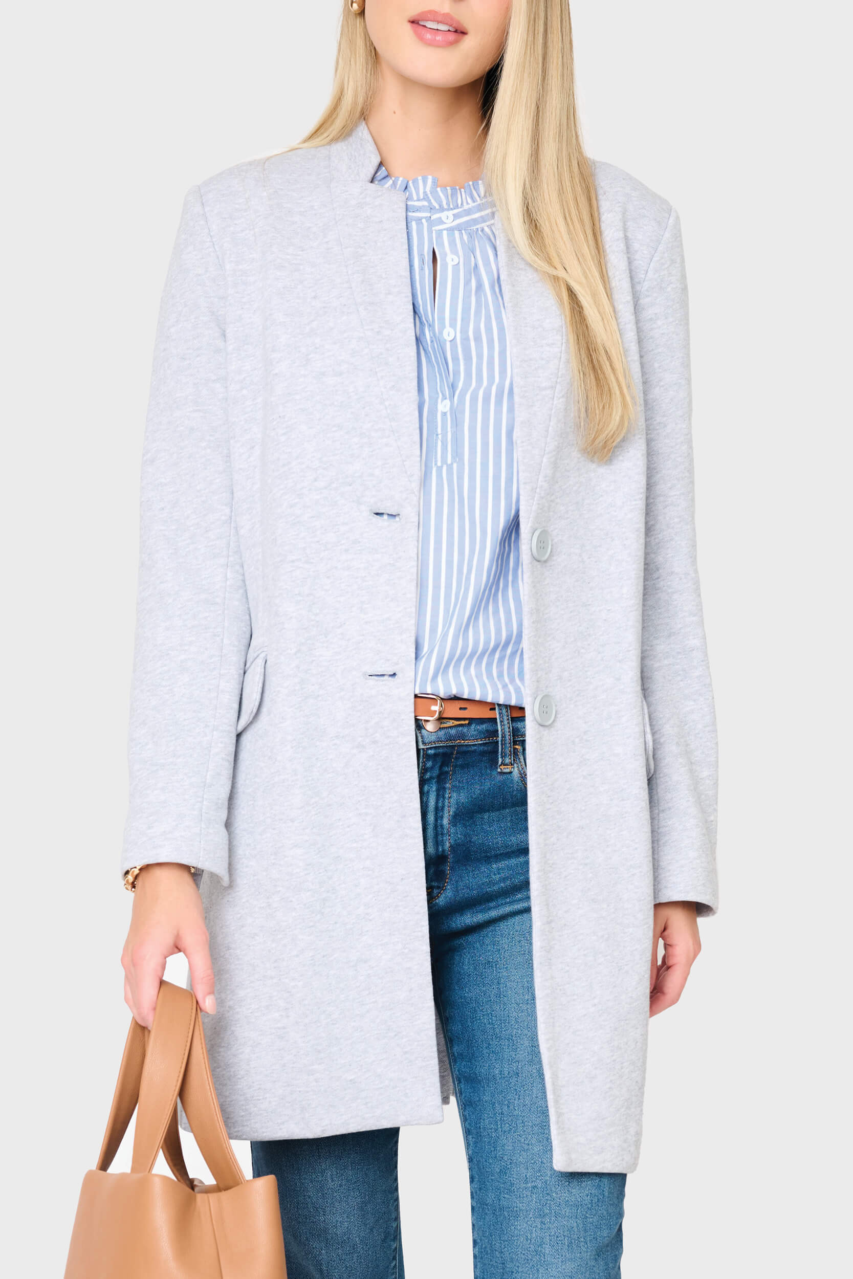 Notch Collar Knit Topper Jacket | Winter Long Coat | Gibson