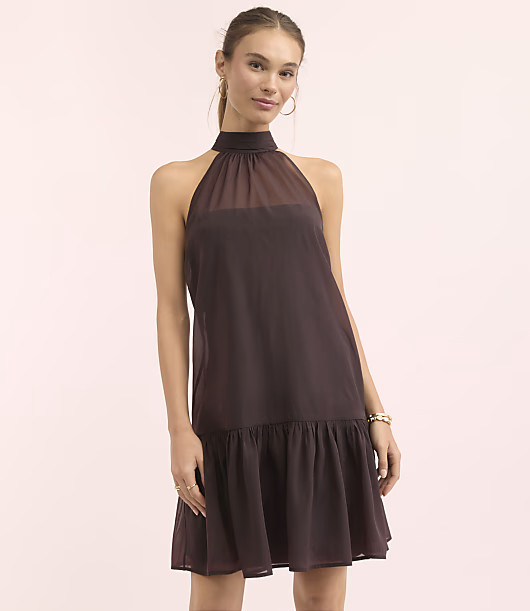 Loft Lately Mock Neck Halter Mini Dress | LOFT