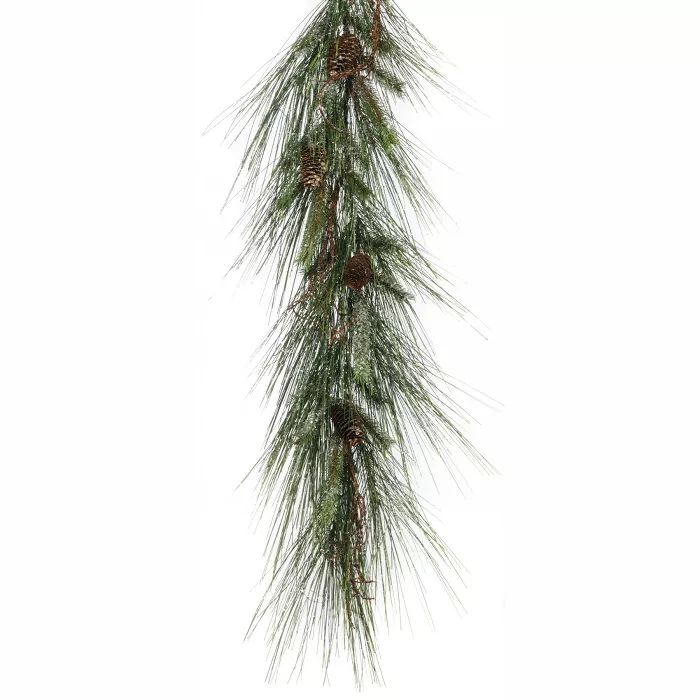 Sullivans Artificial Iced Long Needle Pine and Cone Garland 72"L Green | Target