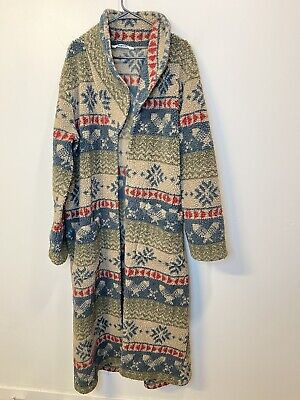 VTG Woolrich Navajo Open Coat Sherpa Jacket Long Aztec Trench Western XL 90s  | eBay | eBay US
