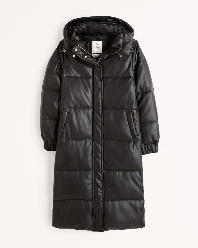 Ultra Vegan Leather Long Puffer | Abercrombie & Fitch (US)