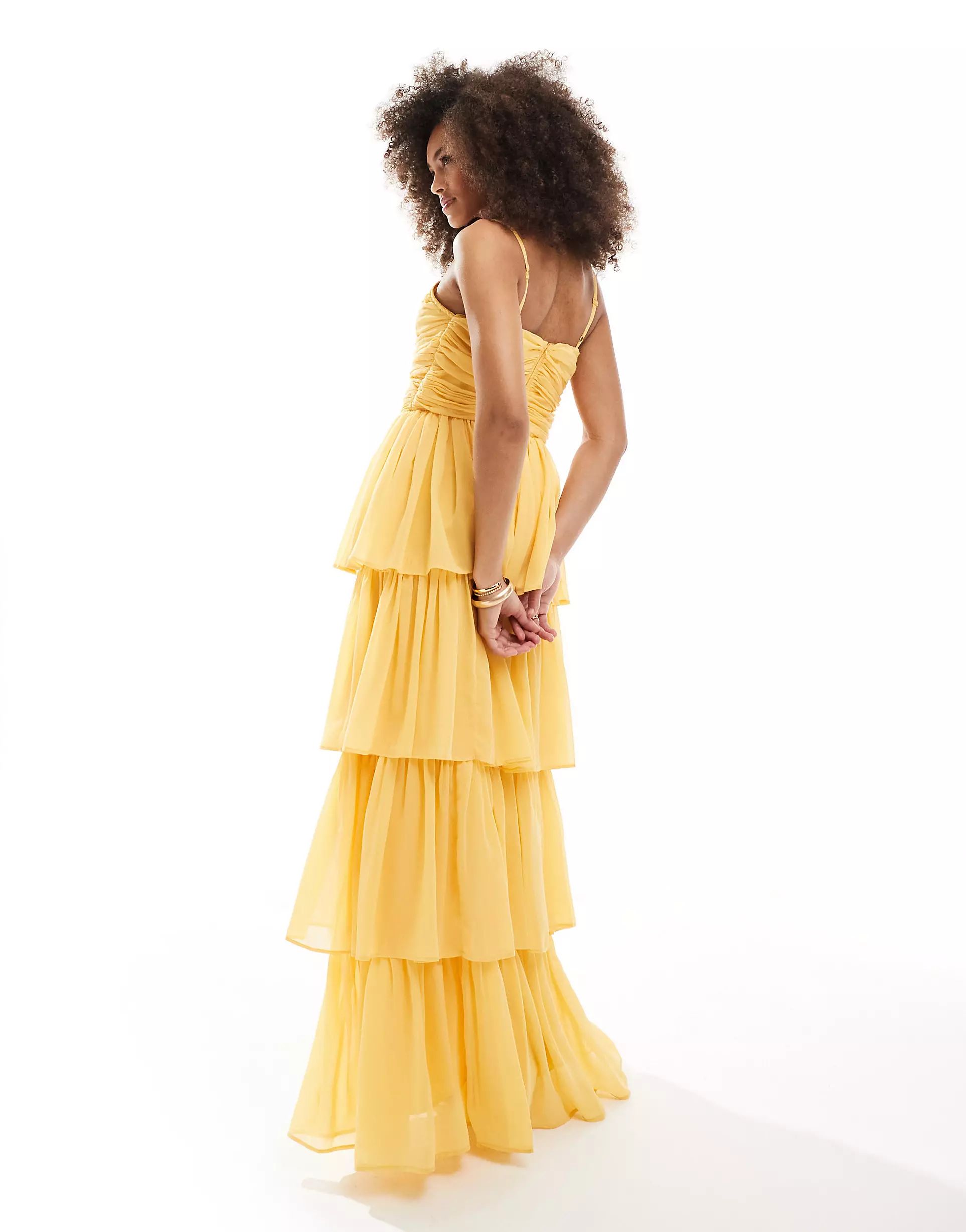 Anaya tiered maxi dress with cut out in marigold | ASOS (Global)
