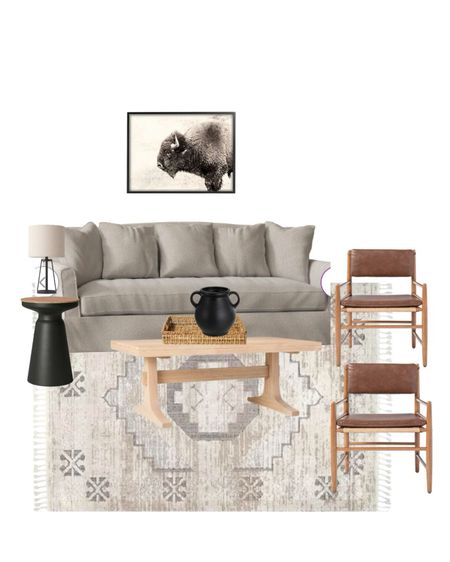 Modern mountain living room. My brother was looking for pieces for his living room in Utah.  Using two sofas rather than an L shaped sectional gives you the flexibility to reposition them and break them up in the future.  Most of these pieces are very affordable.  

#LTKunder50 #LTKhome #LTKstyletip
