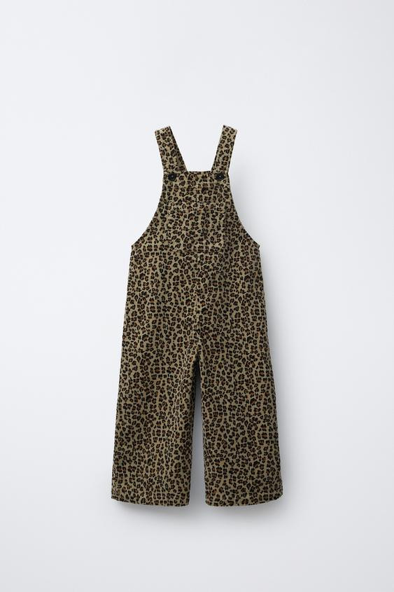 FINE WALED CORDUROY ANIMAL PRINT OVERALLS | Zara US