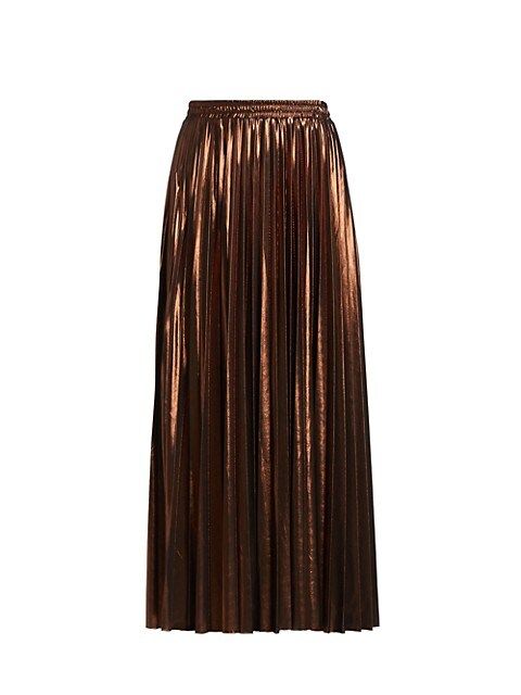 Metallic Pleated Midi Skirt | Saks Fifth Avenue