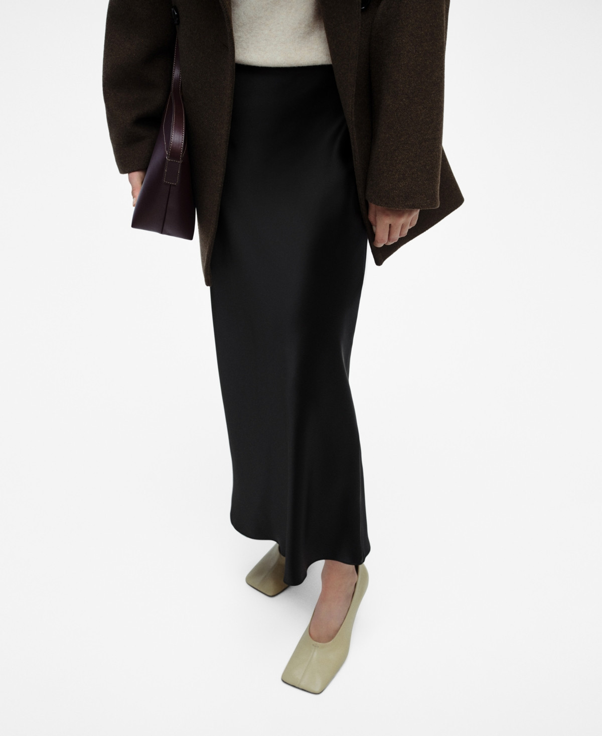 Mango Women's Midi Satin Skirt - Black | Macy's