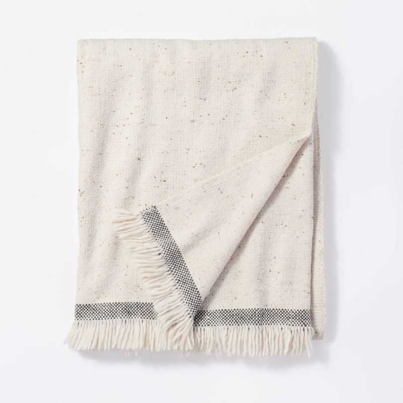 Woven Striped Border Nep Throw Blanket with Fringes - Threshold™ designed with Studio McGee | Target