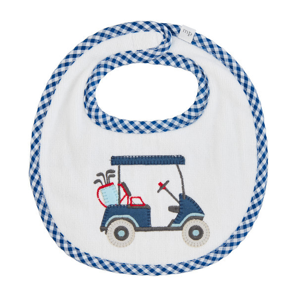 Mud Pie Kids Golf Cart Terry Bib in White | 100% Cotton | Mud Pie