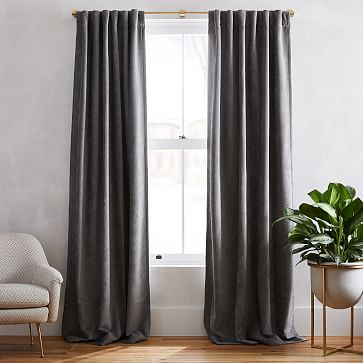 Worn Velvet Curtain - Metal | West Elm (US)