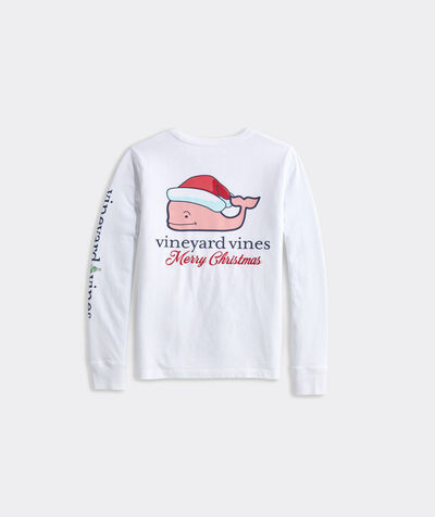 Girls' Santa Whale Long-Sleeve Pocket Tee | vineyard vines