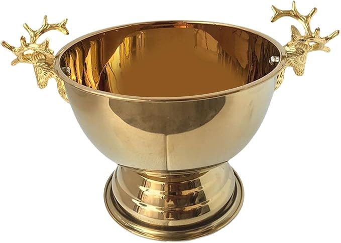 Ice Bucket Portable Double Deer Head Beer Champagne Bowl for Outdoor Activities Bar, Golden, 24.5... | Amazon (US)