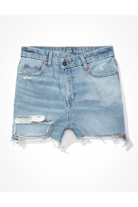 AE Curvy Denim Mom Shorts Women's Beautiful Bleach Out 20 | American Eagle Outfitters (US & CA)