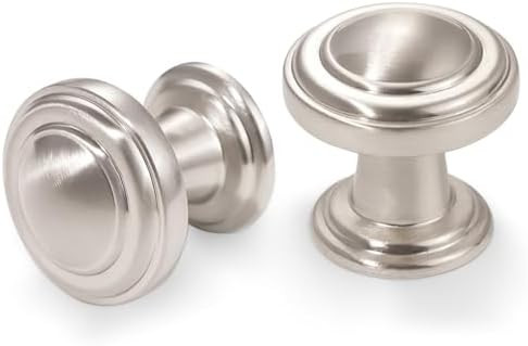 10 Pack Brushed Satin Nickel Kitchen Cabinet Knobs Round Zinc Alloy Cabinet Knobs Silver Drawer K... | Amazon (US)