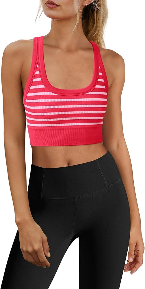Features: This square neck sports bra is all-matching. The high support running sports bra featur... | Amazon (US)