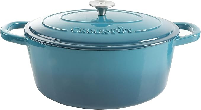 Crock Pot 109475.02 Artisan Non-Stick Surface, 7 Quart Cast Iron Dutch Oven, Teal Ombre | Amazon (CA)