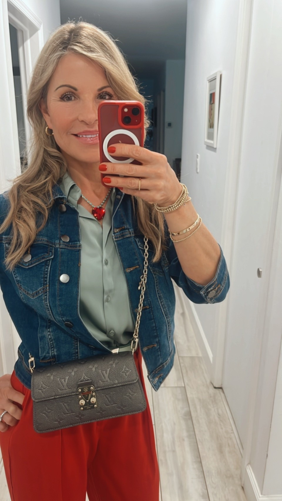 I love mixing bargain finds with more exclusive items. Do you like this Jean i poster it with red silk pants and a soft green silk shirt. The necklace from Wolf &Badger is super cute  

#LTKFindsUnder50 #LTKSeasonal #LTKStyleTip