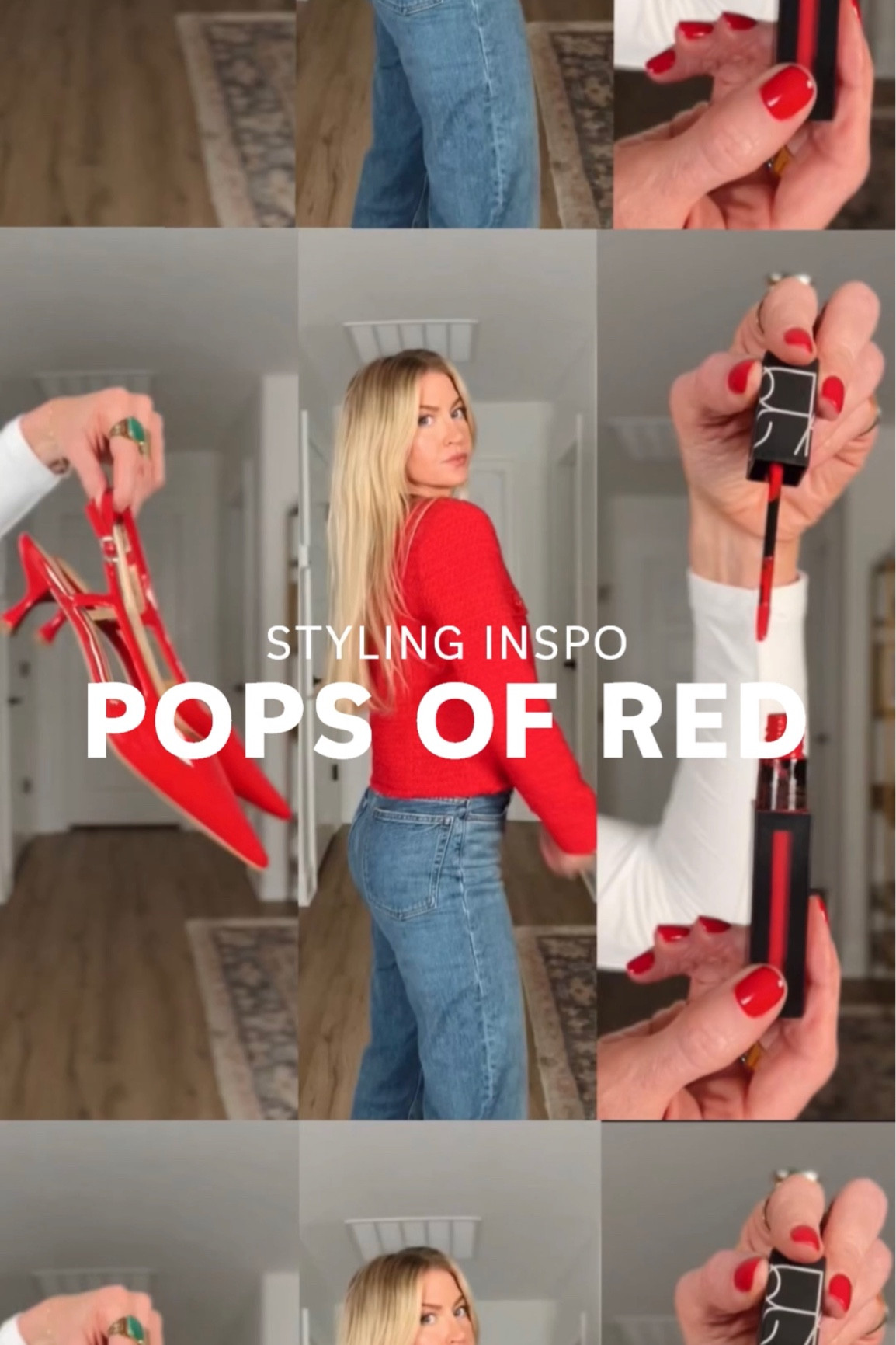 A few of my favorite pops of red - the color of the season! My lip color is “Light my Fire” and my nail color is “big Apple red”. Wearing a small in the cardigan  

#LTKSeasonal #LTKHoliday #LTKfindsunder50