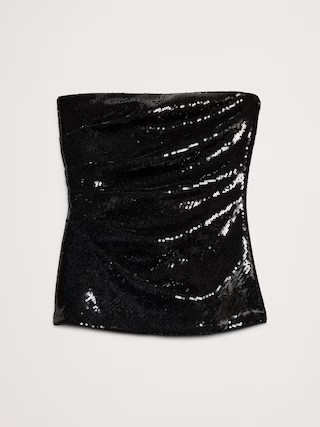 Sequin Ruched Strapless Top | Banana Republic (US)