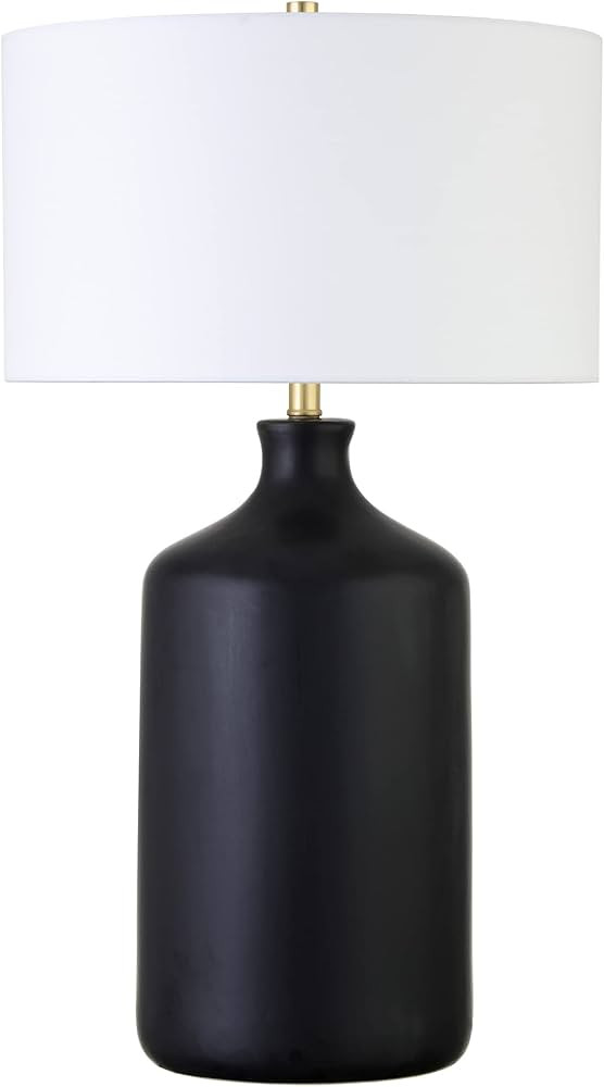 Henn&Hart 29" Tall Ceramic Table Lamp with Fabric Shade in Matte Black, for Home, Living Room, Be... | Amazon (US)