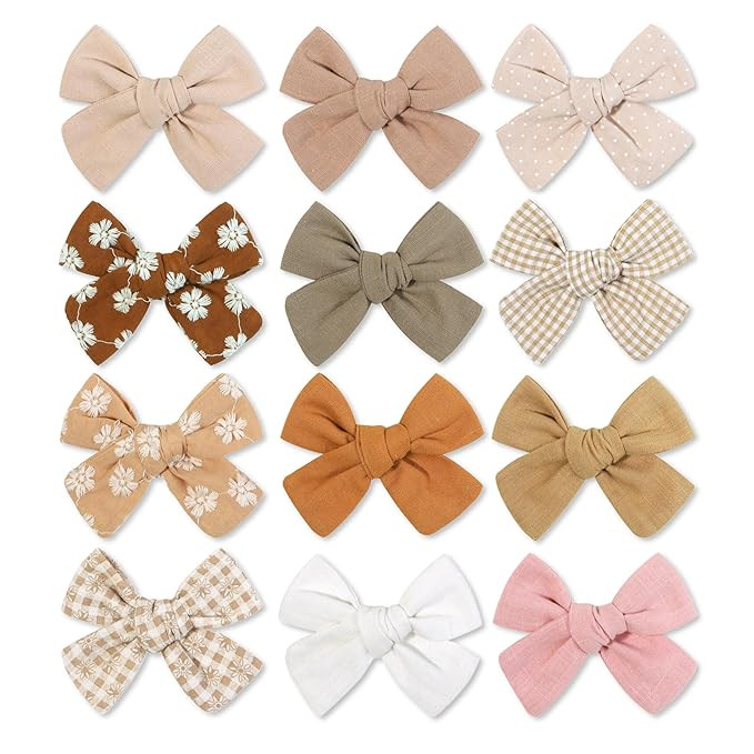 Baby Girl Hair Clips Set, 12 Pcs Hair Bows Barrettes Handmade Accessories Alligator Clip for Litt... | Amazon (US)