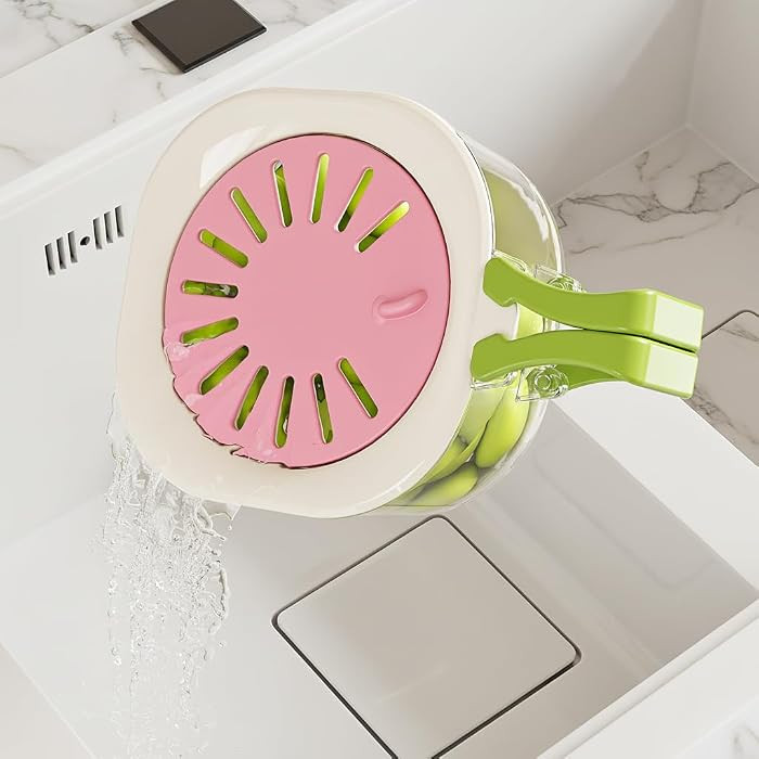 Fruit Vegetable Washing Bowl with Strainer, Multifunctional Produce Washer, Berry Container, Lettuce Keeper for Fridge Refrigerator Organization, Portable Strainers and Colander for Kitchen | Amazon (US)