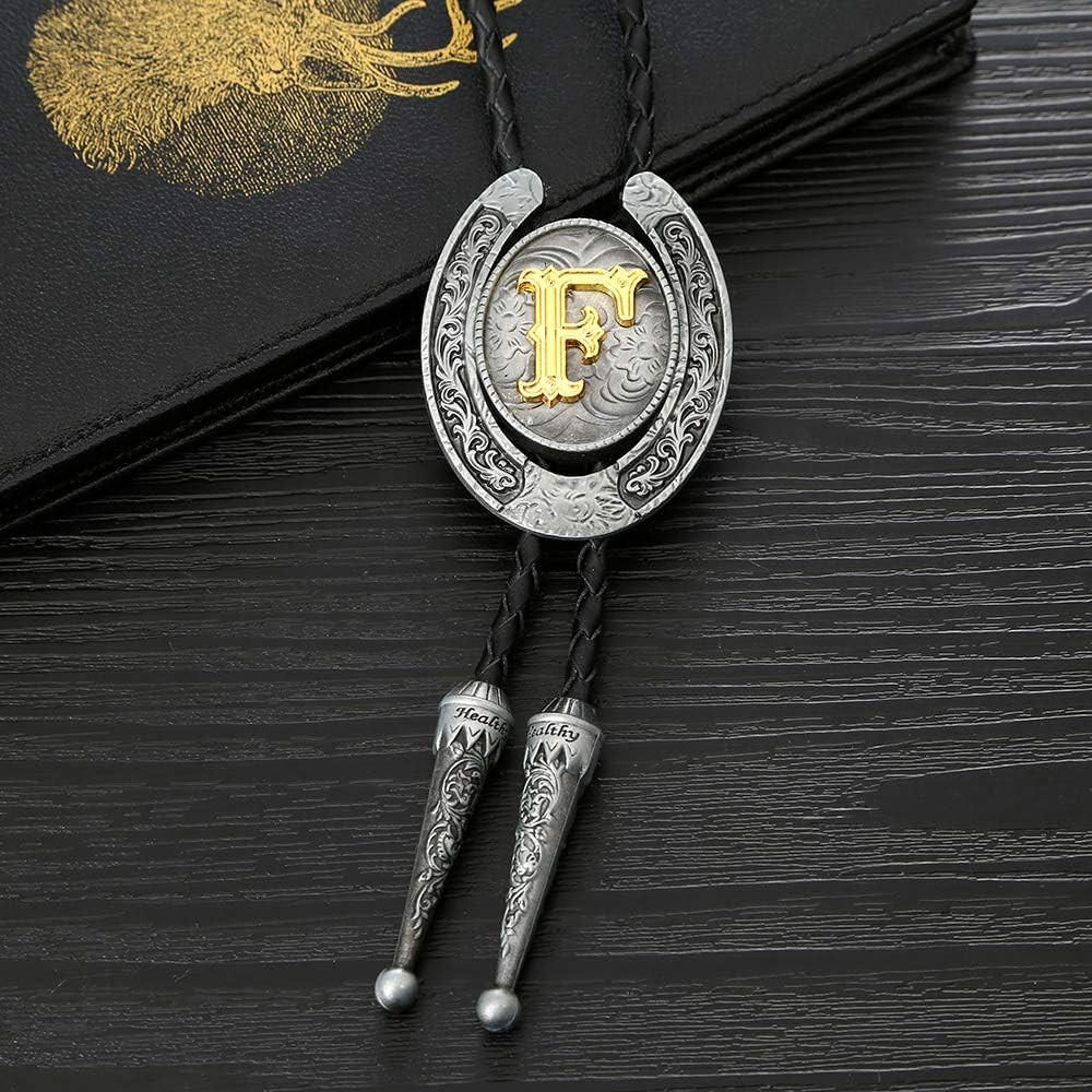 HUABOLA CALYN Vintage Bolo Tie for Men- Initial Letter ABCDMJR to Z Western Cowboy Bolo Tie for Wome | Amazon (US)