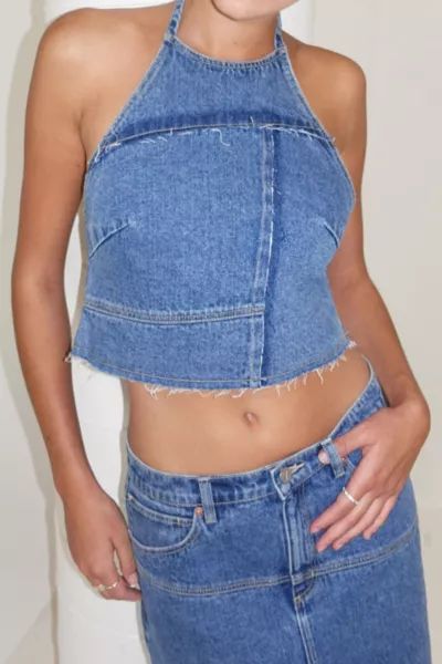 Abrand Patch Denim Halter Top | Urban Outfitters (US and RoW)
