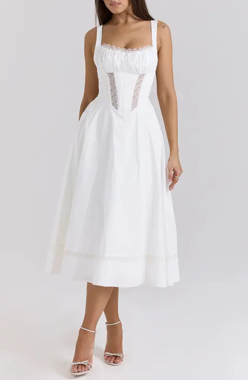 HOUSE OF CB Kim Midi Sundress in Cloud Dancer at Nordstrom, Size Large A | Nordstrom