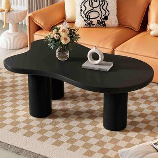 Polibi 44 in. Black Round MDF Coffee Table with Cloud Style RS-39300895B - The Home Depot | The Home Depot