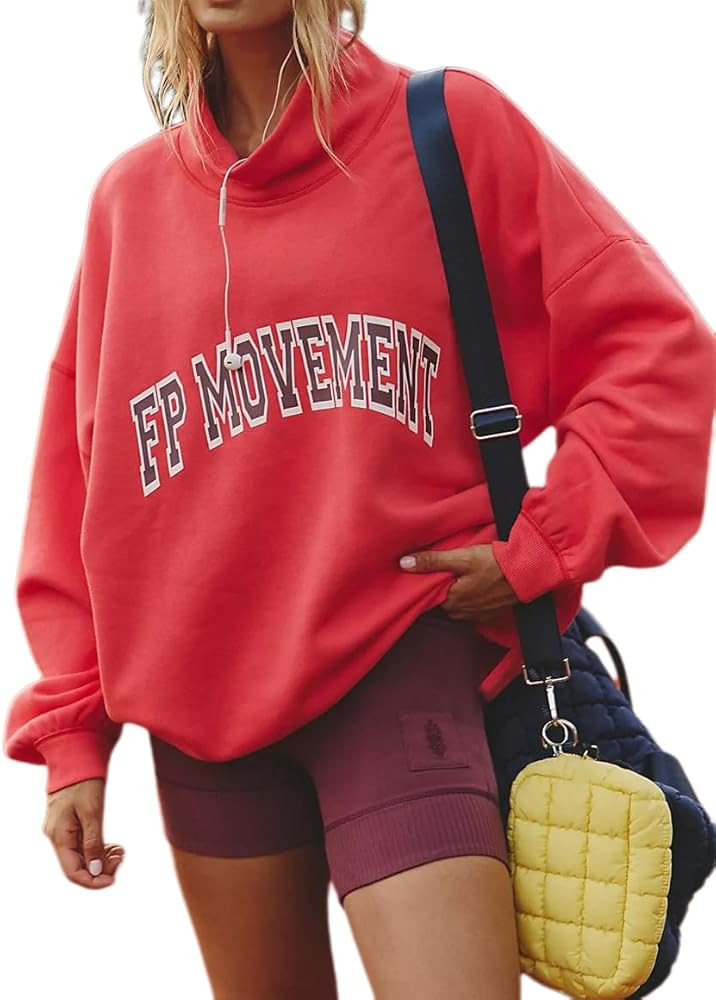 Sweatshirt for Women Oversized Trendy Comfy Mock Neck Sweatshirts Casual Graphic Pullover Tops | Amazon (US)