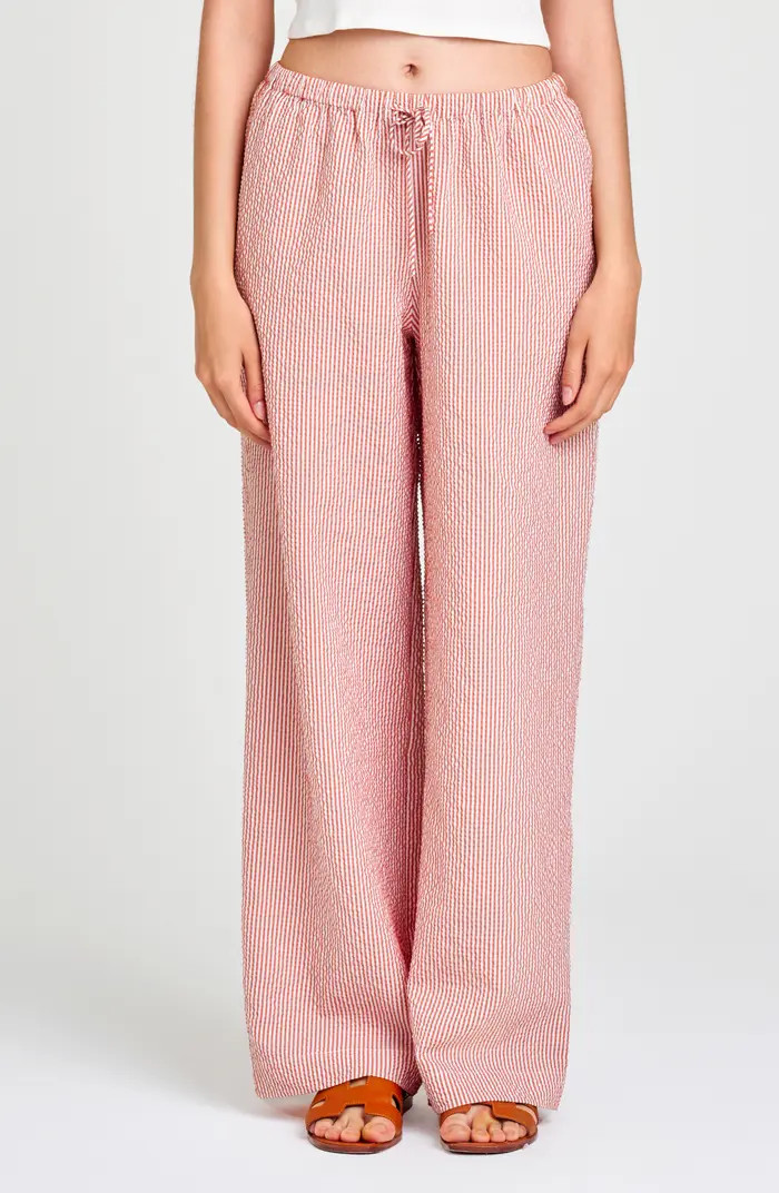 WAYF Cooper Stripe Seersucker Wide Leg Drawstring Pants | Nordstrom | Nordstrom