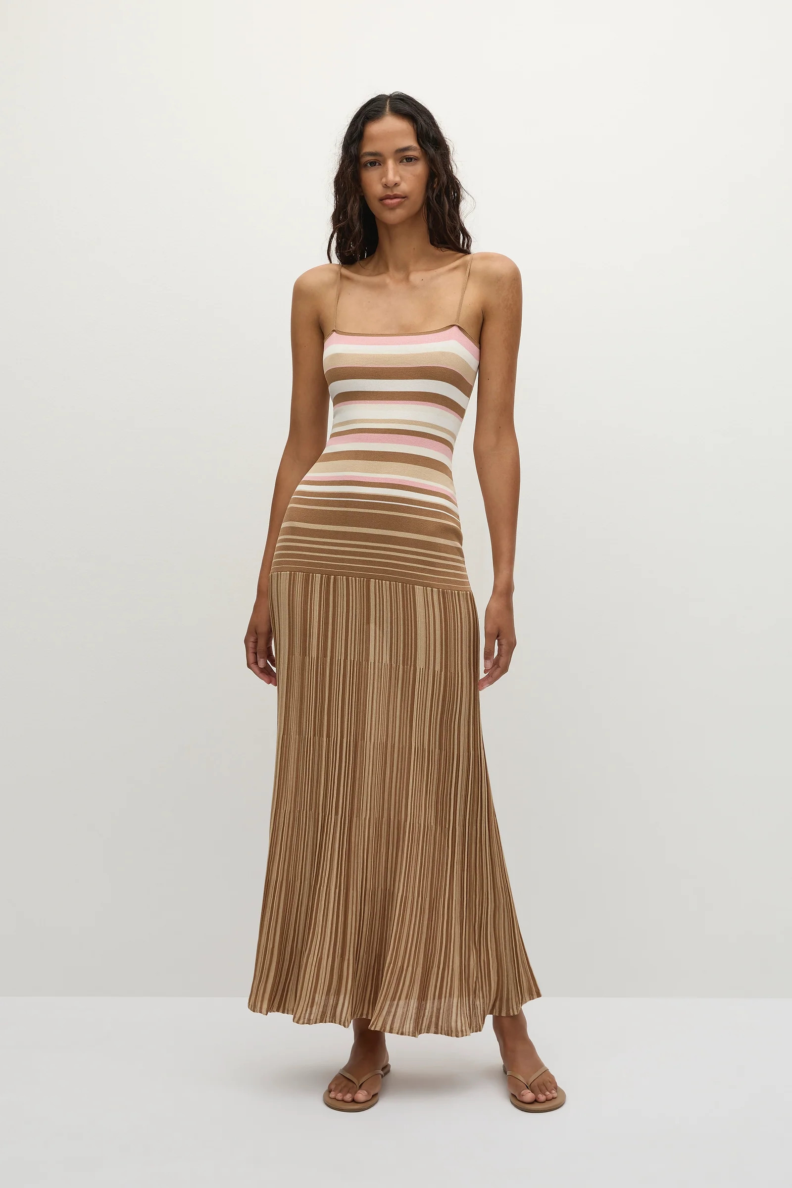 Esenia Knit Dress Puce Sepia Stripe | Faithfull (AU)
