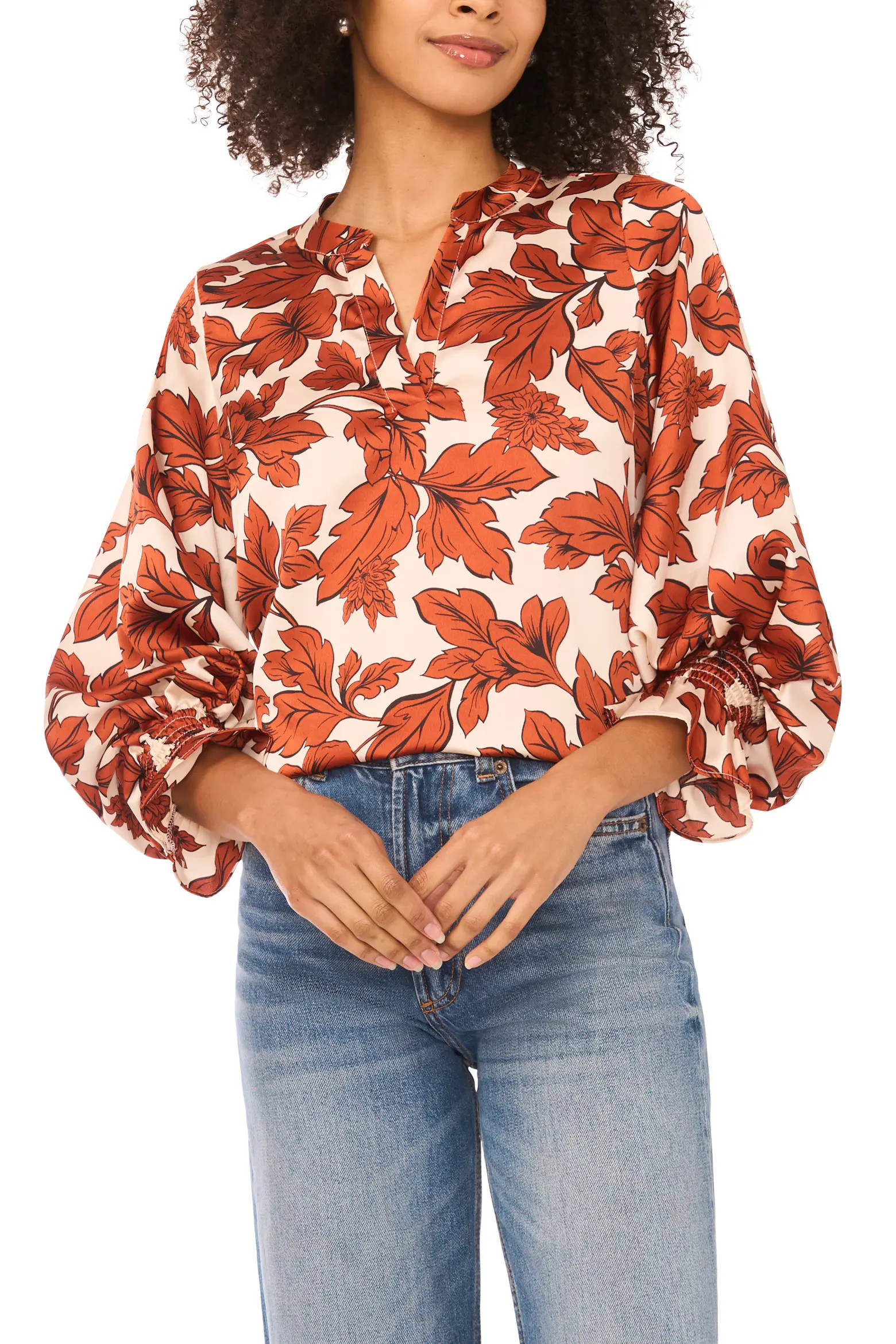 Vince Camuto Floral Satin Top (Women) | Nordstrom | Nordstrom