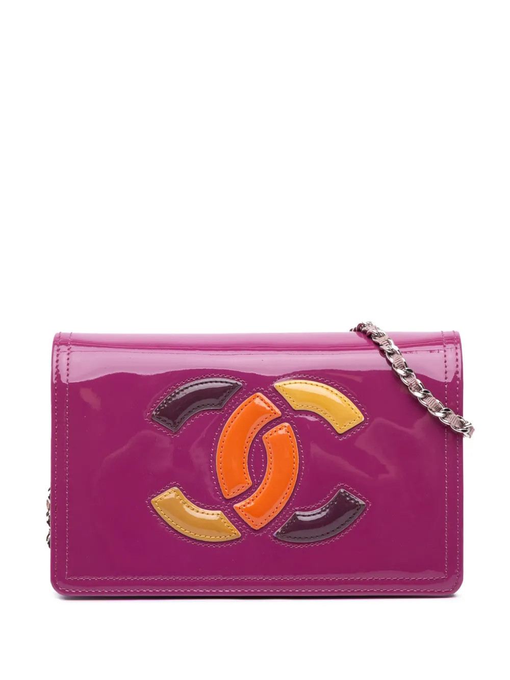 CHANEL Pre-Owned 2012 Patent CC Lipstick Wallet On Chain crossbody bag - Purple | Farfetch Global