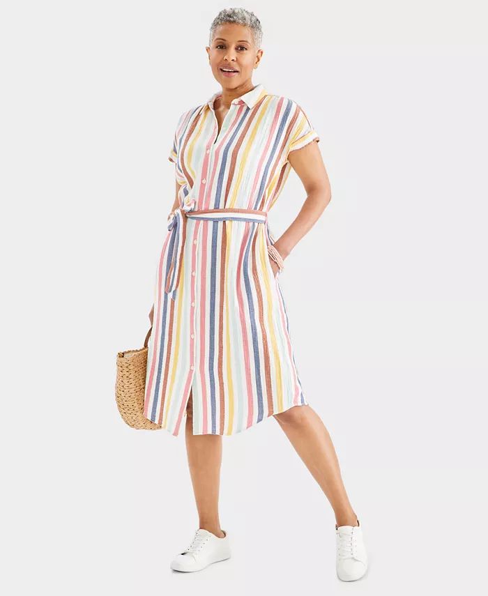 Style & Co Women's Cotton Gauze Short-Sleeve Shirt Dress, Created for Macy's - Macy's | Macy's