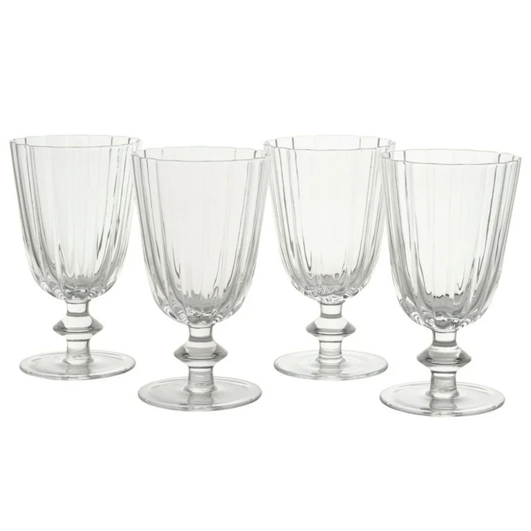 Beautiful Scallop Set of 4 Glass Goblet Clear by Drew Barrymore | Walmart (US)