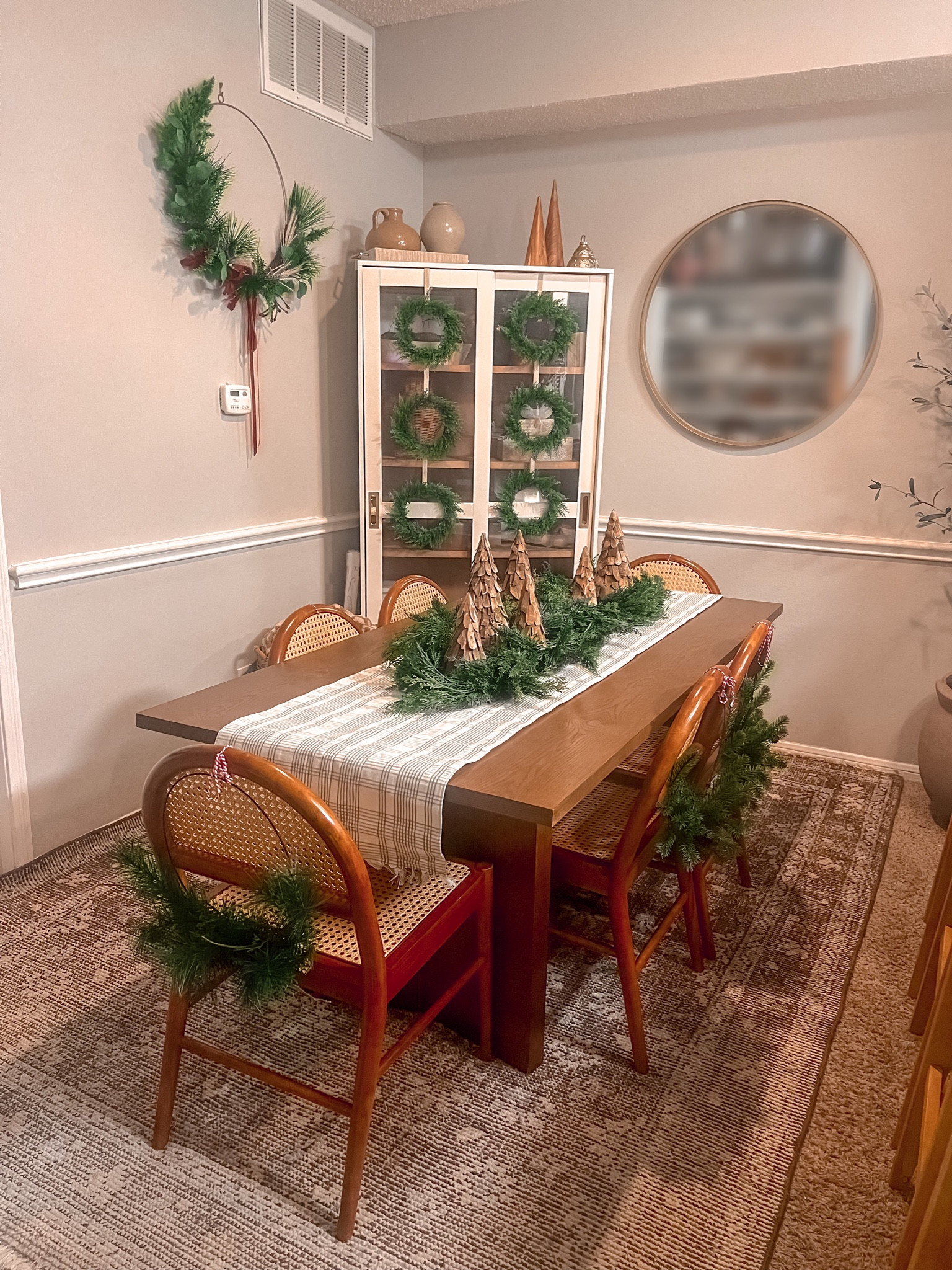 Dining room holiday Christmas decor

Dining room chairs, dining room table, wreath, cabinet, mirror, rug, table runner, trees, Studio McGee, Hearth and Hand with Magnolia

#LTKSeasonal #LTKCyberweek #LTKHoliday