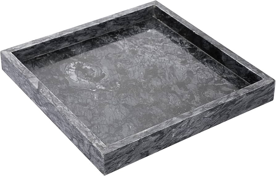 BSTKEY Natural Marble Stone Tray Decorative Coffee Table Tray, Square 25CM Marble Serving Tray Va... | Amazon (UK)